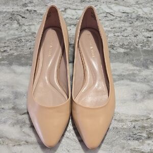 Beige Pointed Toe Pumps by Preston And York